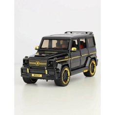 Металлическая машинка Мерседес Гелендваген G65. Mercedes-Benz Gelandewagen G65. Инерционная, звук, свет, черный с золотом Ihippo
