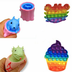 Набор 4 Игрушки антистресс Поп ит мороженое краб /фуфлик динозавр белка в дупле