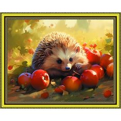 Алмазная мозаика на подрамнике 40*50 "Ежик в яблоках" Нет бренда