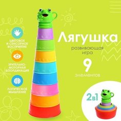 Развивающая пирамидка «Лягушка», 9 предметов No Brand