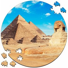 Деревянный пазл картина Путешествия египетские пирамиды EGYPTIAN PYRAMIDS с системой приклейки в деревянной коробке ТРИ КИТА