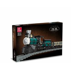 Конструктор JIESTAR Ретро-паровоз TH10 зеленый,560 деталей.