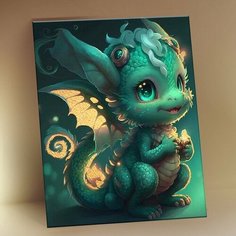 Картина по номерам Маленький дракон, 15x20 см. Флюид