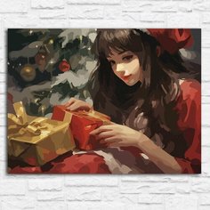 Картина по номерам на холсте новый год рождеством (зима, девушка, елка, эстетика) - 12809 40х30 Бруталити