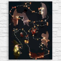 Картина по номерам на холсте новый год муми тролль (moomin, туве янссон, эстетика, уют, снуснумрик) - 12963 40х30 Бруталити