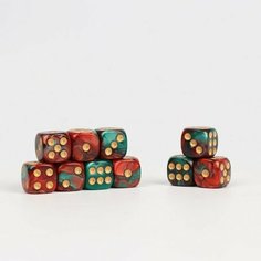 Набор кубиков игральных "Время игры", 10 шт, 1.6 х 1.6 см, бирюзовый мрамор