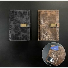 Ежедневник недатированный, обложка ПВХ, А5, 140 л, клетка, на кнопке, карман, рептилия микс Noname