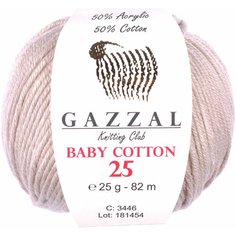 Пряжа Gazzal Baby Cotton 25 экрю (3446), 50%хлопок/50%акрил, 82м, 25г, 1шт