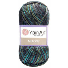 Пряжа Yarnart Melody синий-серый-хаки (906), 9%шерсть/21%акрил/70%полиамид, 230м, 100г, 1шт