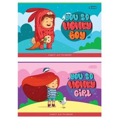 Альбом для рисования А4, 16л ArtSpace "Рисунки. Boy and girl" (100 г/кв. м) 10шт. (А16_44416)