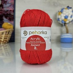 Пряжа пехорка Акрил (Пехорка), Красный - 06, 100% акрил, 5 мотков, 100 г, 300 м.