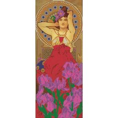 Вышивка бисером картины Девушка-аметист 19*48см Светлица