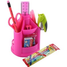 Набор настольный на вращающейся подставке ErichKrause® Mini Desk, Neon Solid, розовый