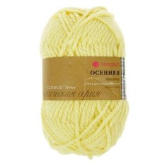 Пряжа Пехорка Осенняя, 25 % шерсть, 75 % акрил, 200 г, 150 м, 1 шт., 53 светлый желтый
