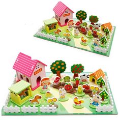 Развивающая игра, Деревянный конструктор, 3D пазл "Деревянная ферма" MWZ