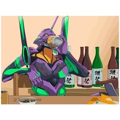 Картина по номерам на холсте Аниме Евангелион (Аска, Рэй, Синдзи) - 7653 Г 30x40
