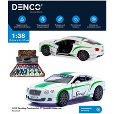 Металлическая машинка Kinsmart 1:38 «2012 Bentley Continental GT Speed с принтом» KT5369DF, инерционная / Белый