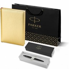Подарочный набор: Шариковая ручка Parker Jotter XL SE20 Monochrome в подарочной упаковке, цвет: Black, стержень: Mblue и Ежедневник золотистый недати