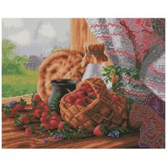 Алмазная мозаика "Лукошко с клубникой", 40x50 см, Арт Фея
