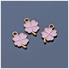 Кулон Подвеска металлическая 6 шт. для рукоделия / браслета / сережек, эмаль, цвет розовый, 18х12х1 мм КафеБижу