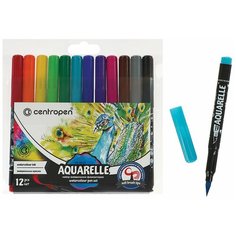 Маркеры-кисти акварельные 12 цветов CENTROPEN «Aquarelle» 12цв.