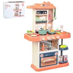 Кухня детская игрушечная с плитой, духовкой, раковиной, посудой и продуктами (свет, звук) / Игровой набор Oubaoloon 889-186 в коробке