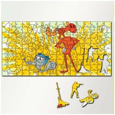 Пазл из дерева с фигурками, 230 деталей, 46х23 см игры Rocky and Bullwinkle And His Friend - 5672 Puzzle Wood