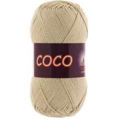 Пряжа хлопковая Vita Cotton Coco (Вита Коко) - 2 мотка, 3889 светло-бежевый, 100% мерсеризованный хлопок 240м/50г