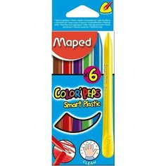 Мелки пластиковые 6 цветов MAPED PLASTICLEAN, в картоне
