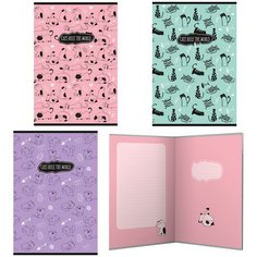 Тетрадь общая, 48л, А4(-), клетка, на скрепке, 3 шт, Seventeen, 11472/3