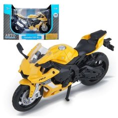 Модель мотоцикла металл. Yamaha YZF-R1 Scale 1:18, цвет желтый, свободный ход колёс АВТОПАНОРАМА