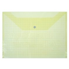 Папка-конверт "Клетка" на кнопке, А4, 80 мкр, тонированная, жёлтая Calligrata