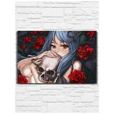 Картина по номерам на холсте девочка с черепом - 11286 Г 60x40