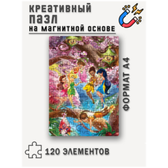 Магнитный пазл с рисунком Феечки, формат А4 (20 х 29 см), 120 деталей, пазл на магнитной основе Printhan