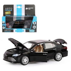 Машина металлическая Toyota Camry, 1:32, инерц, световые и звуковые эффекты, открываются двери, цвет чёрный АВТОПАНОРАМА