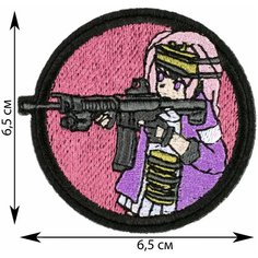 Нашивка, шеврон, патч (patch) Аниме тян с карабином, размер 6,5*6,5 см Rocknrolla