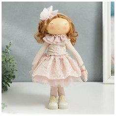 Кукла интерьерная "Малышка Ася в розовом, с медведем" 36х13х15,5 см Нет бренда