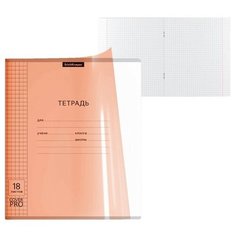 Тетрадь 18 листов в клетку, ErichKrause CoverPrо Neon "Классика", с пластиковой обложкой 180 мкм, блок офсет, белизна 100%, оранжевая