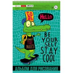 Альбом для рисования 24л, А4, спир, перф. на отрыв, Croco Boys,5диз Hatber