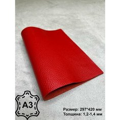 Натуральная кожа / Флотер красный / Кожа для рукоделия / А3 Нет бренда