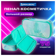 Пенал-органайзер BRAUBERG, 1 отделение, полиэстер, 22x11,5x6 см, "Mint marble", 271571