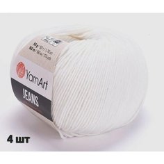 Пряжа YarnArt Jeans Ярнарт джинс Белый (01) 4 мотка 50 г/160 м (45% акрил 55 хлопок)