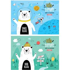 Альбом для рисования 40л, А4, на склейке ArtSpace "Рисунки. Bear hug", 5 шт