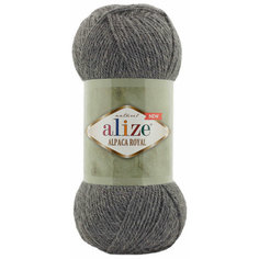 Пряжа Alize Alpaca Royal NEW темно-серый меланж (196), 55%акрил/30%шерсть/15%альпака, 250м, 100г, 1шт