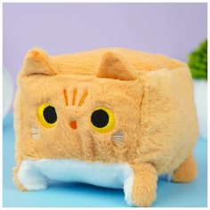 Мягкая игрушка Глазастый котик Кирпичик 40 см / квадратный котенок, рыжий Uralour