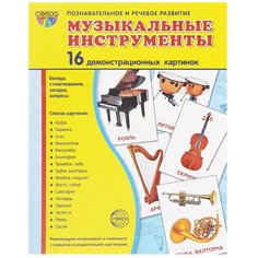 Дидактические карточки Творческий Центр СФЕРА Музыкальные инструменты, 16 шт., 22х17.3 см
