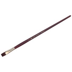 Кисть художественная синтетика бордовая Гамма "Вернисаж", плоская №12, длинная ручка Gamma