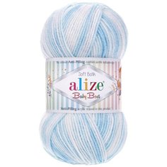 Пряжа ALIZE BABY BEST BATIK (Alize), бело-голубой - 6669, 10% бамбук, 90% акрил, 5 мотков, 100 г, 240 м.