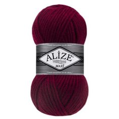 Пряжа Alize Superlana Maxi однотонная, 25 % шерсть, 75 % акрил, 100 г, 100 м, 1 шт., 390 темно-красный