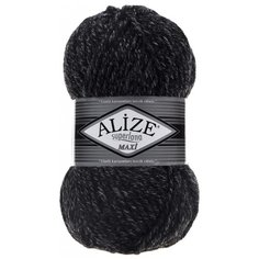 Пряжа Alize Superlana Maxi, 25 % шерсть, 75 % акрил, 100 г, 100 м, 5 шт., 800 антрацитовый жаспе